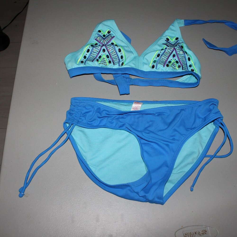 Blue 2 Pcs Justice Bikini Swimsuit Size 16
